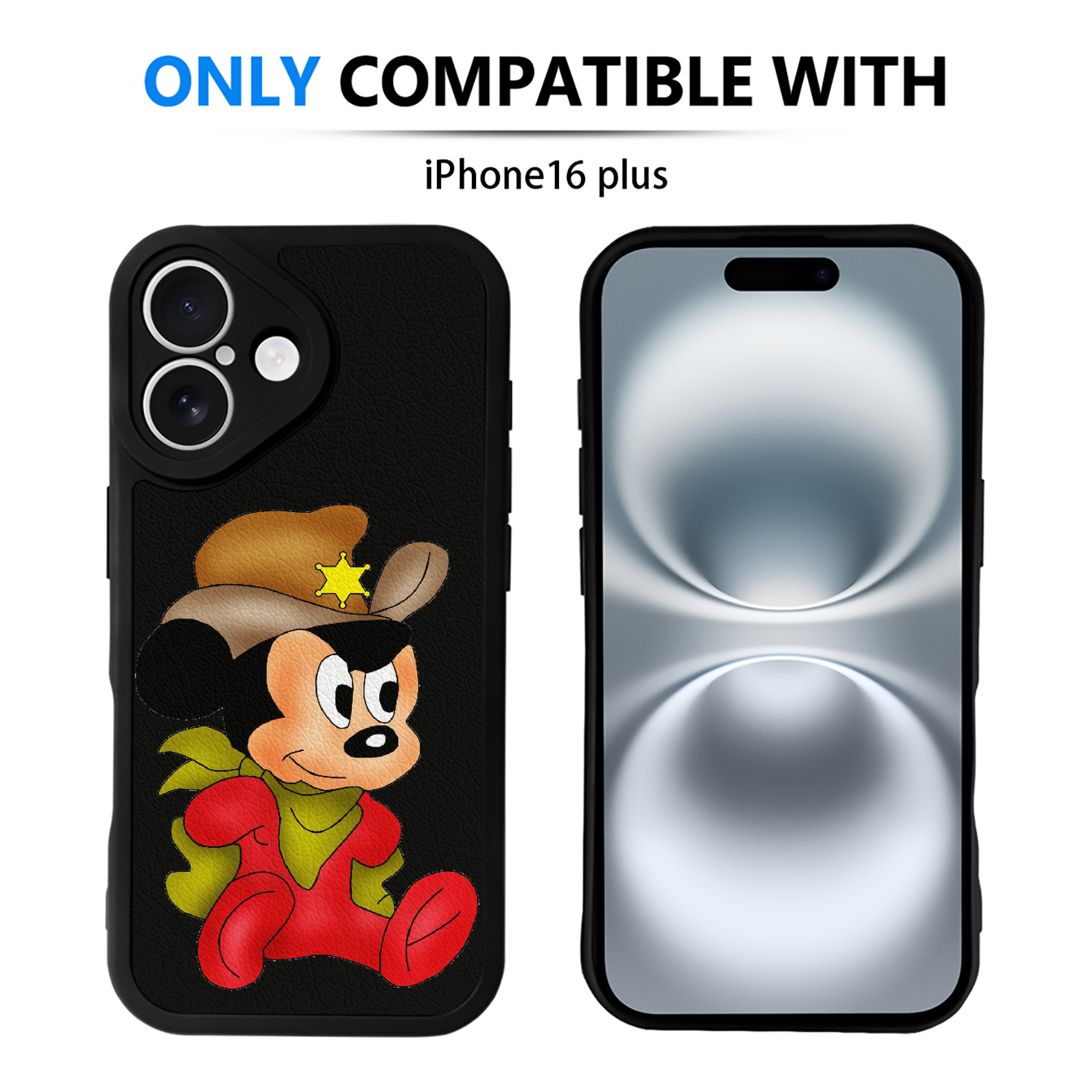 （画像用） ミッキーマウス Mickey Mouse 【iPhone 16シリーズ対応】シリコンスマホケース（レザー調） 材質：シリコン